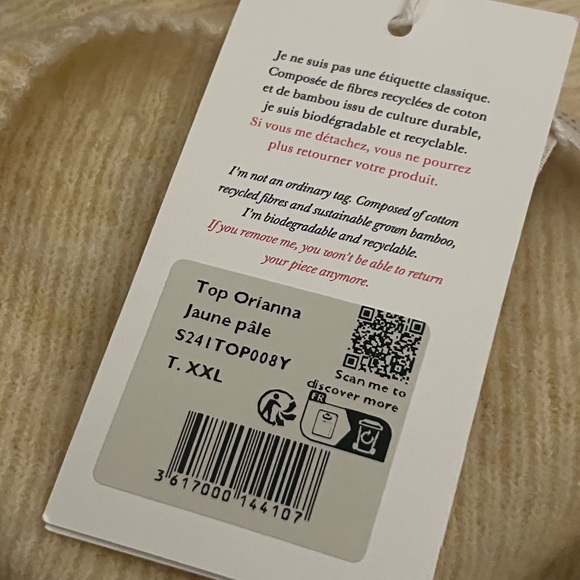 Sezane Orianna Merino Wool Blend Knit Tube Top in Pale Yellow NWT XXL - Picture 7 of 9